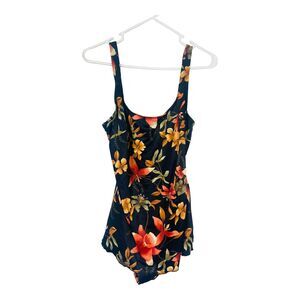 Jantzen Womens Floral One Piece Lined Low Back Swimsuit Multicolor Size 18